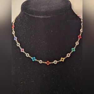 COPY - Fashion Necklace Multi Color and Gold 20" NWOT